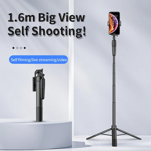 1.6m Wireless Selfie Stick Tripod Stand Foldable Monopod Light For Smartphones Balance Steady Shooting Live Quake