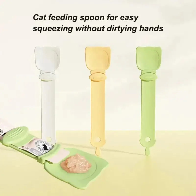 Pet Feed Spoon Food Scoop Cat Strip Squeezer Feeder Dispenser Indoors Puppy Kitten Snack Liquid Food Scoop Kitty Pet Supplies Quake