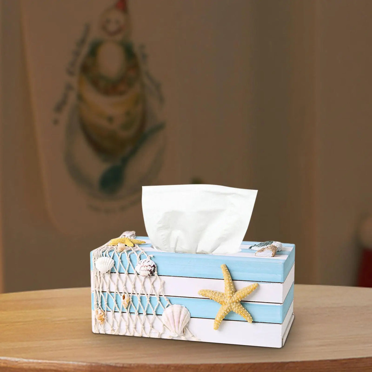 Tissue Paper Box Cover Decorative Easy to Fill and Access Practical Facial Tissue Storage Box Sheet Paper Holder Hotel Kitchen Quake Starfish