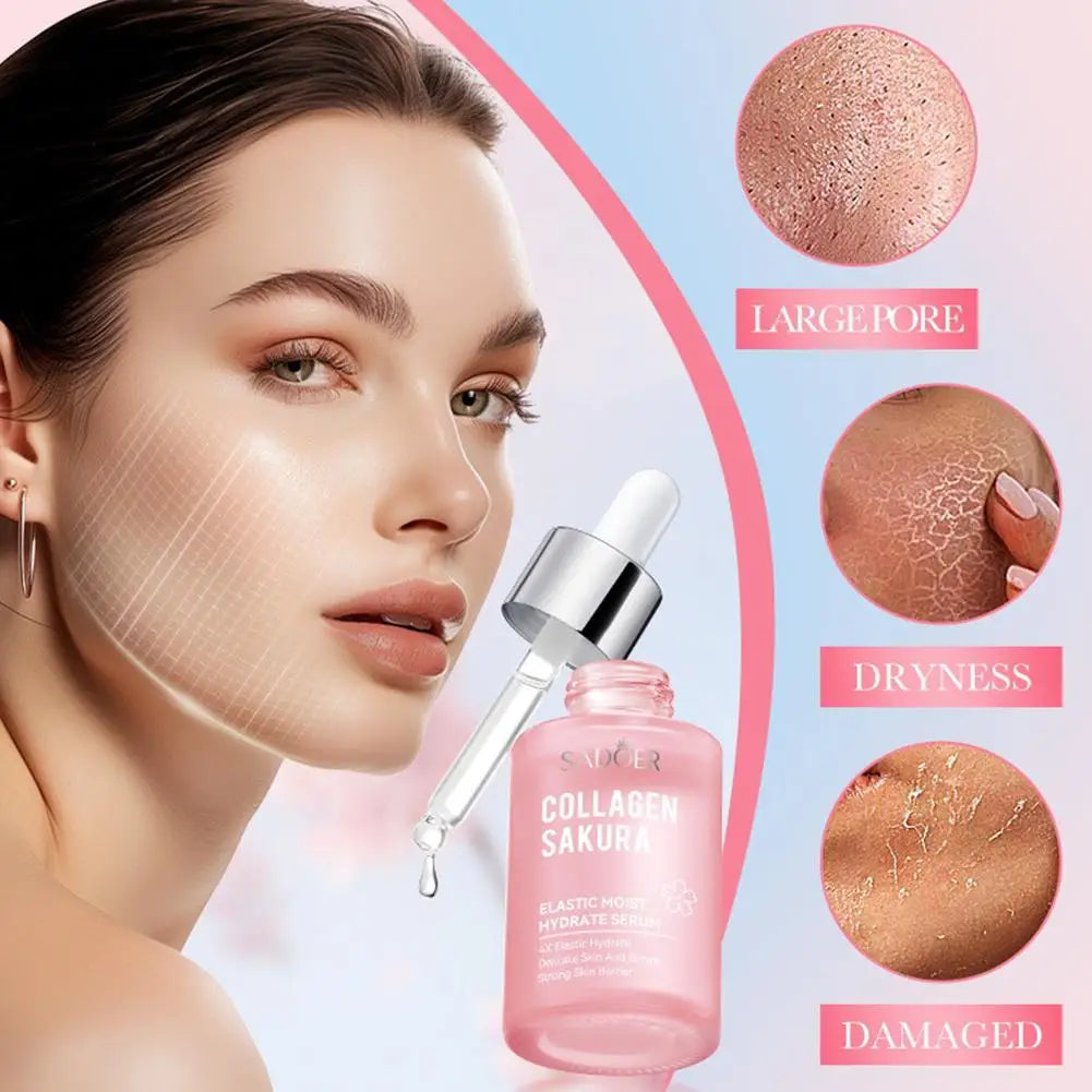 SADOER Sakura Facial Serum Hydrating Whitening Minimizing Firming Face Essence Facial Skin Care Products Quake