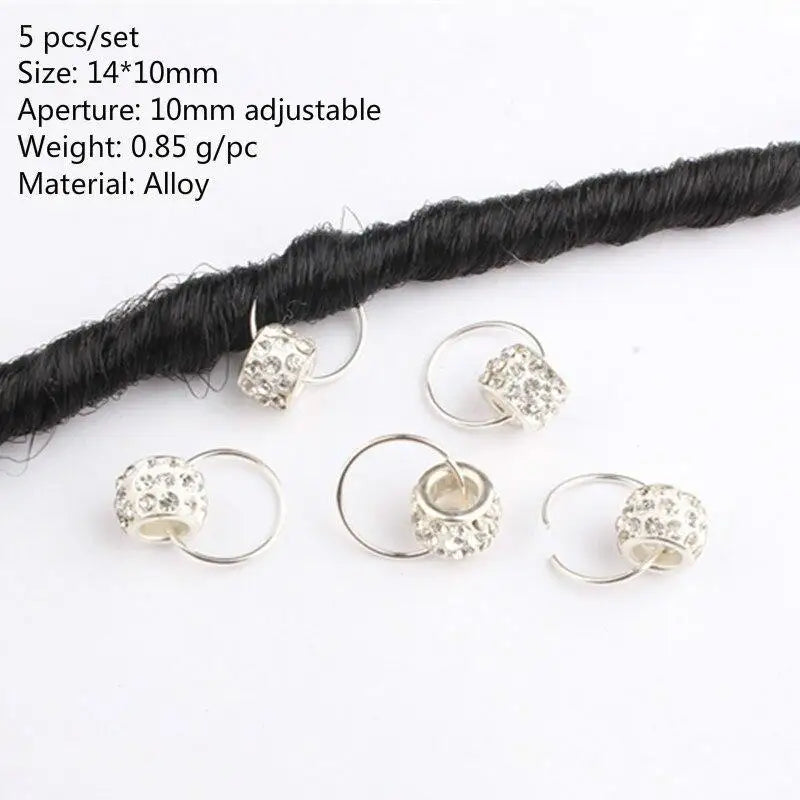 5-50 Pcs/set Opening Silver Hair Ring Hip-hop Hair Braid Charm Dreadlock Beads Clips Cuffs Rings Jewelry Dreadlocks Accessories Quake 5pcs 6
