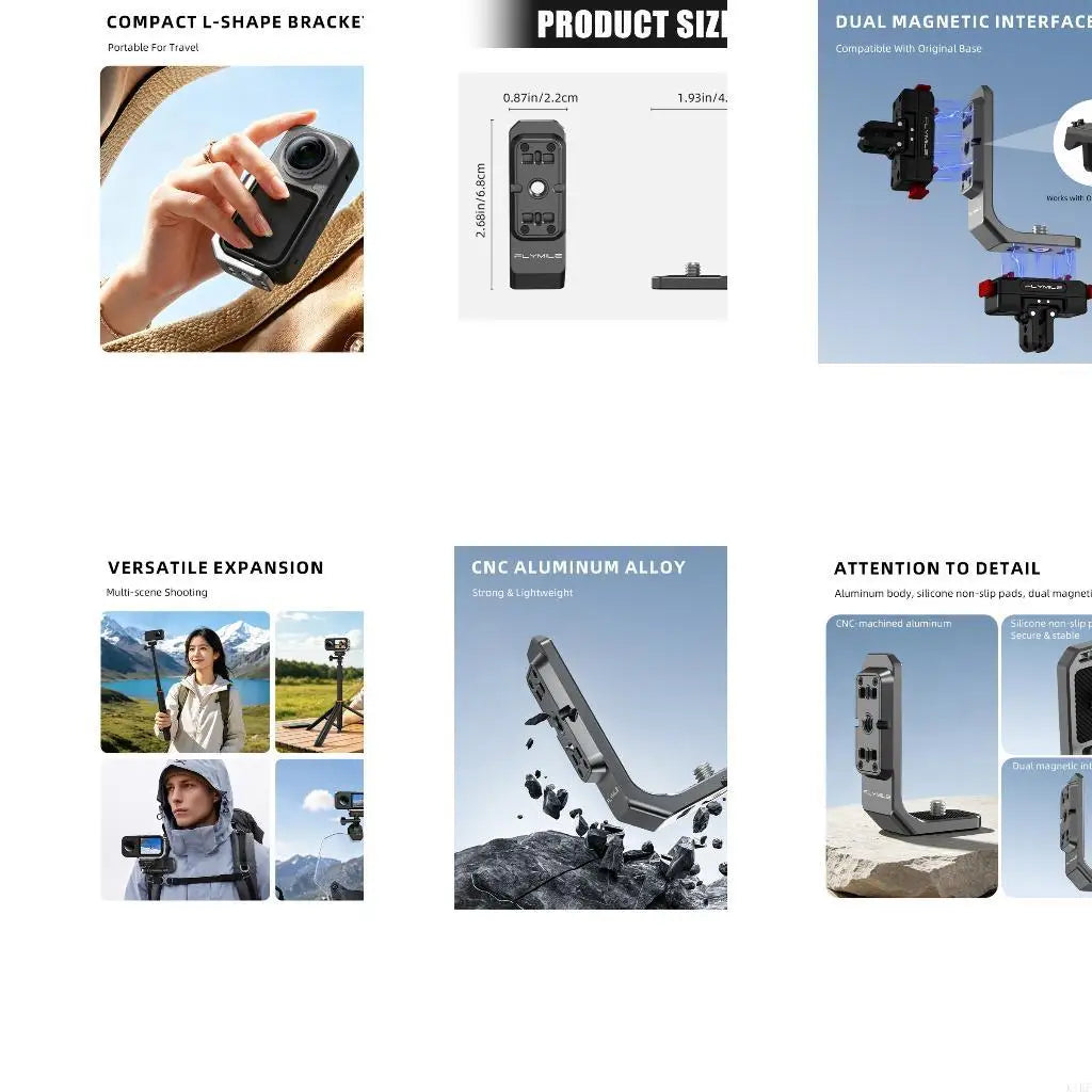 Camera Frame Holder with Quick Release Plate for X6, Portrait Landscape Support and Threaded Base for Steady Daily K1KF Quake CN