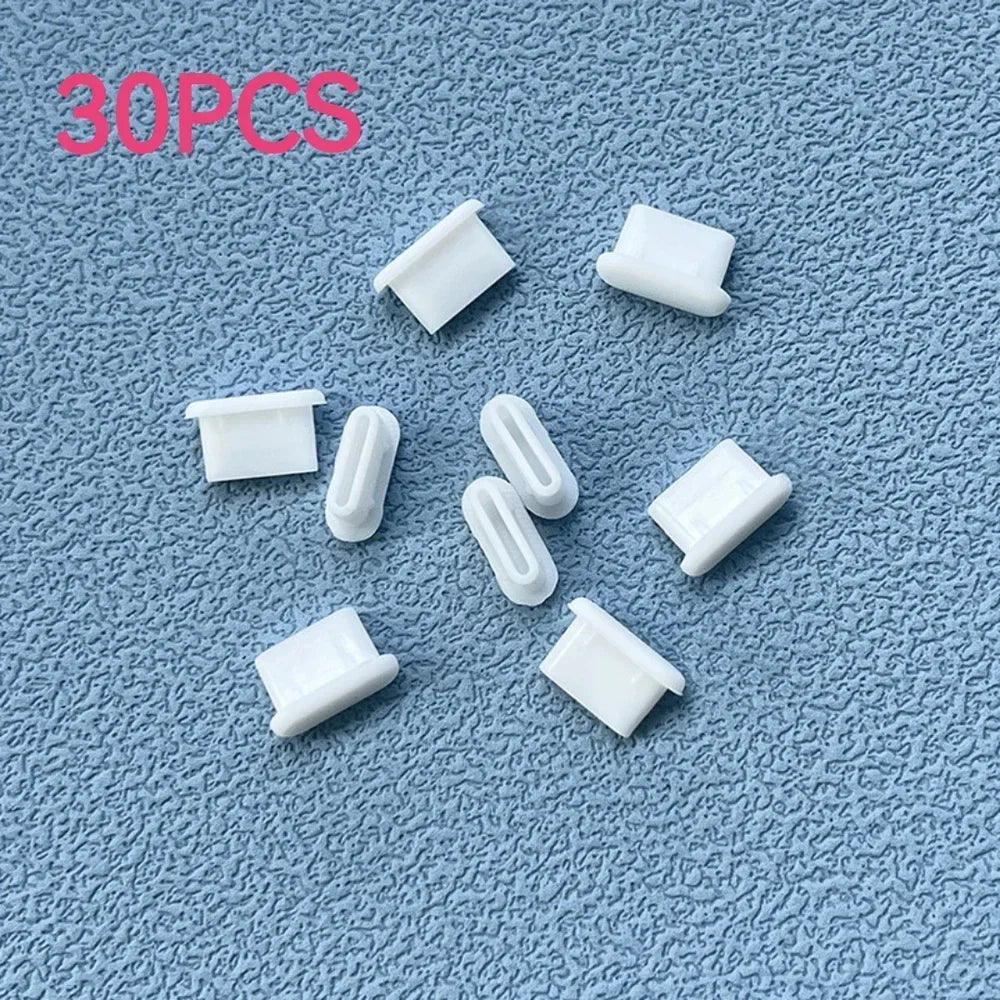 Cover Phone USB 10/30/50PCS Type-C Silicone Dust Plugs Charging Port Protector Type C Anti-dust Cap for Samsung Xiaomi Huawei Quake white 30PCS
