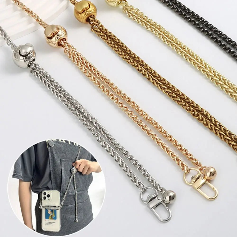 Fashion Golden Silvery Metal Bag Chains Replacement Adjustable Shoulder Bag Straps Purse Chain Belt Quake