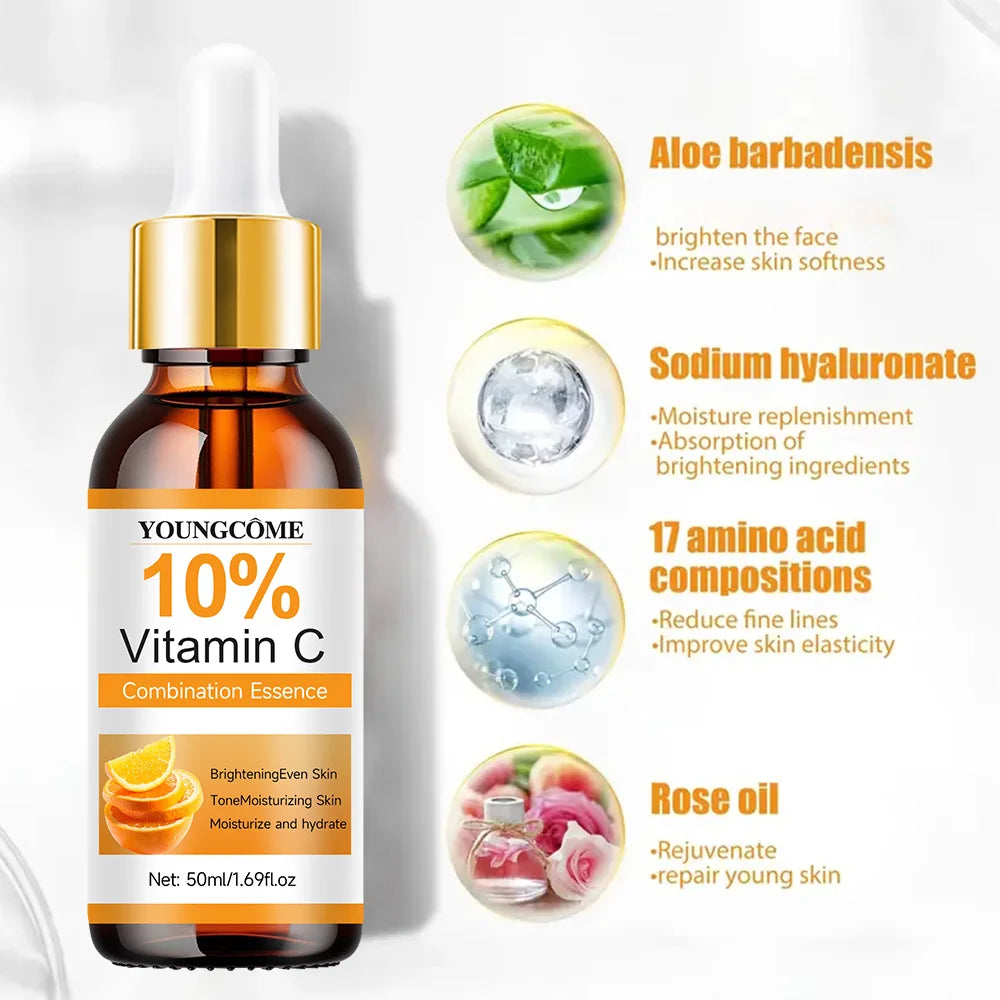 Vitamin C Facial Essence Contains Hyaluronic Acid Dark Spot Remover Repair Anti-aging Essence Facial Skin Care Repair Collagen Quake