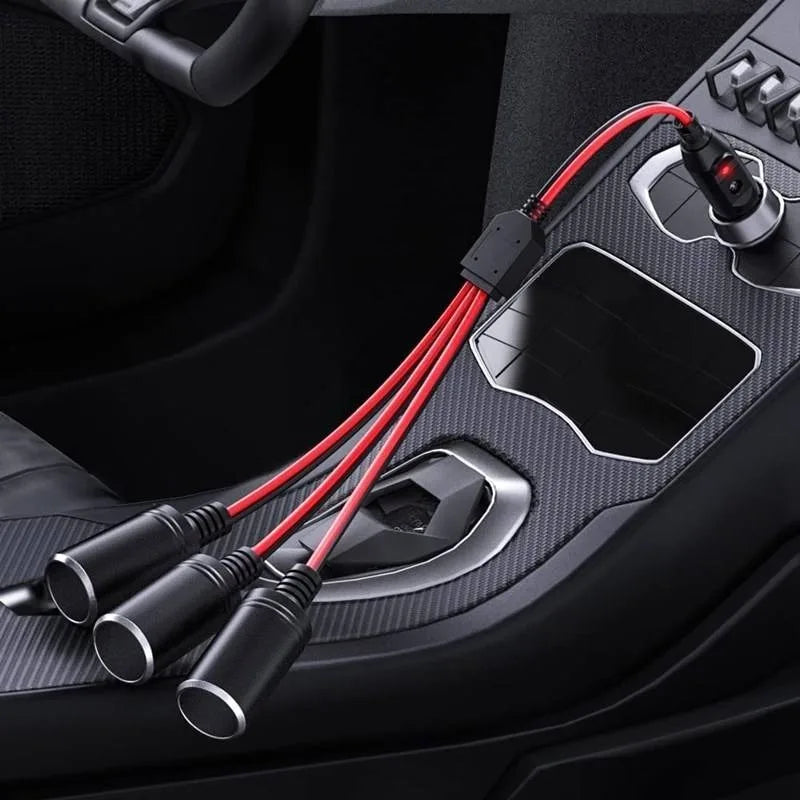 DIY 1 to 0/1/2/3/4 Cigarette Lighter Splitter Cable 12AWG Heavy Duty Power Charger Port Universal Car Automotive Extension Wire Quake