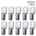 10Pcs 6mm 8mm 10mm SC16-6 SC25-6 SC35-6 Tinned Copper Cable Connector Kit SC Type Wire Nose Terminal Crimp Lugs Ring Quake 10pcs SC16-6