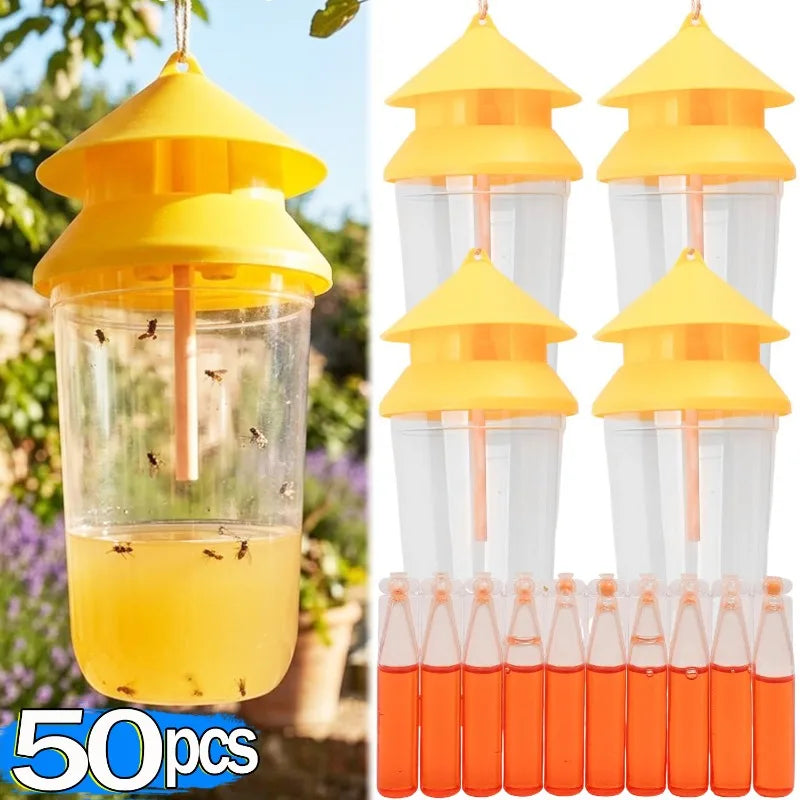 50/1PCS Fly Killer Hanging Traps with Pheromone Attractant Drosophila Catcher Trap Home Garden Farming Fruit Protection Supplies Quake