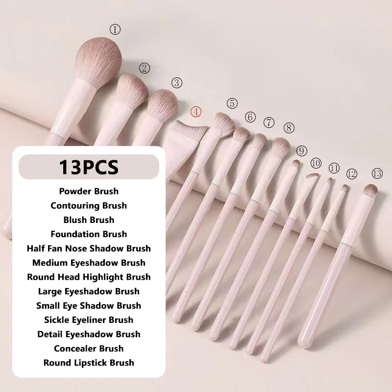 13PCS Makeup Brush Set Foundation Concealer Eyeshadow Makeup Brush for Liquid Cream Soft Dense Cosmetic Makeup Beauty Tool Quake 13PCS