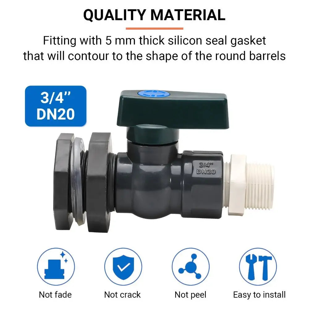 Durable PVC Rain Barrel Diverter Kit 3/4 Inch With Inner Connection Water Barrel Spigot Kit Fitting Adapter Quake
