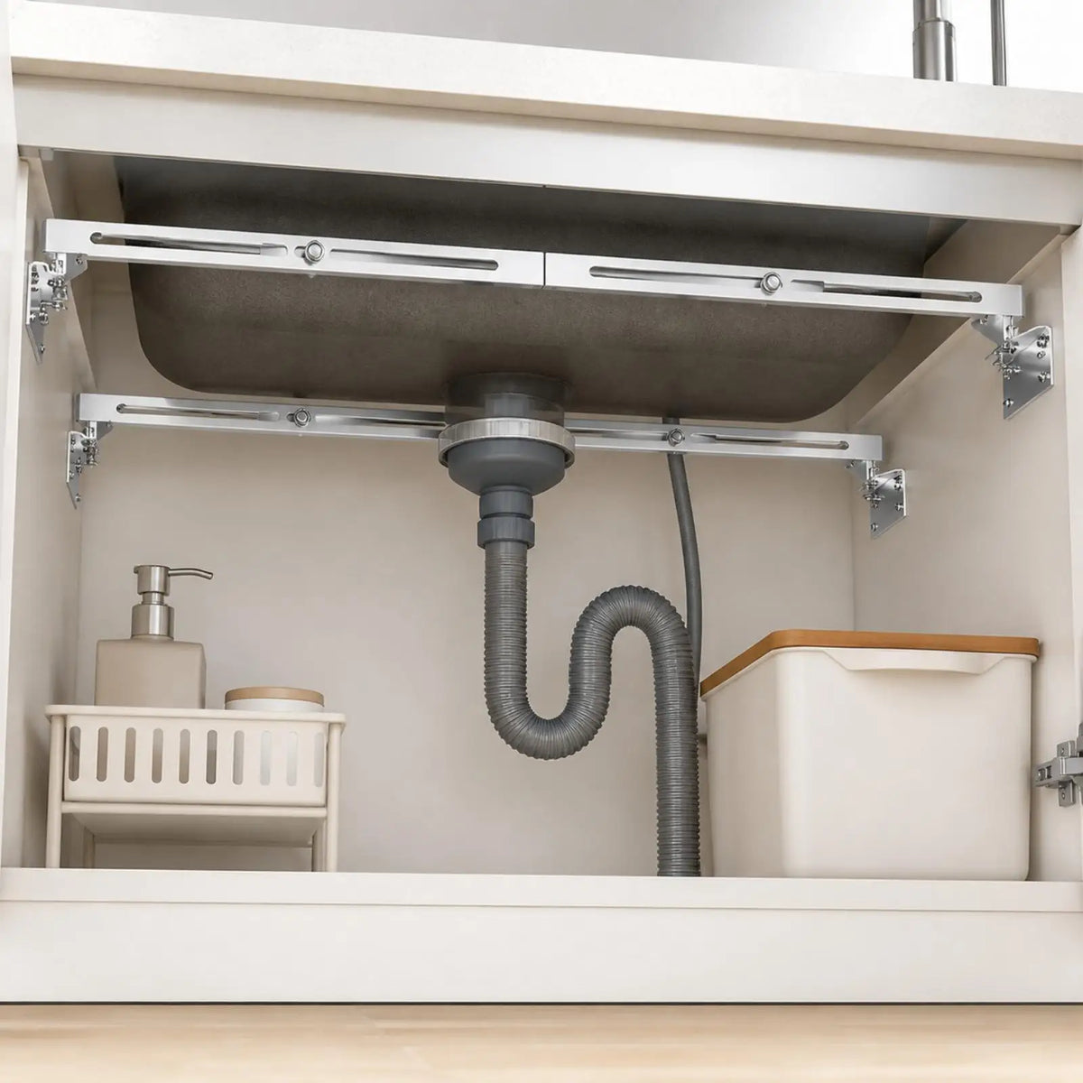 Adjustable Heavy Duty Sink Support Rod Stainless Steel Telescopic Reinforcement Bracket for Undermount Kitchen Sink Brace Quake