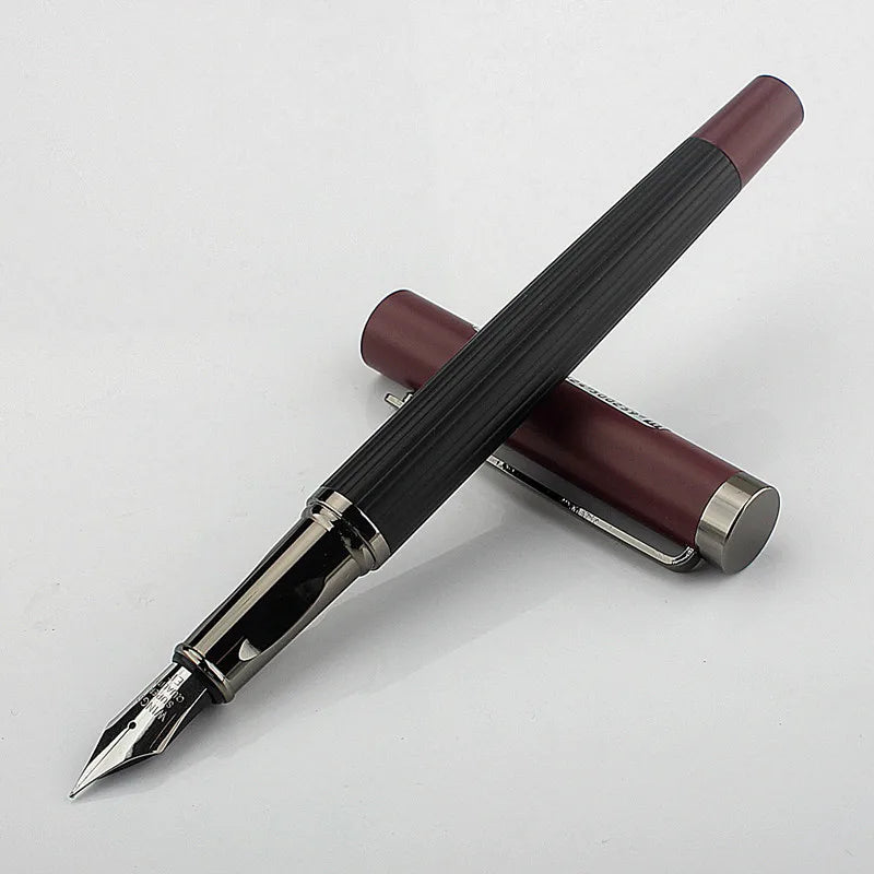 Luxury Quality 6052 Metal Grey Blue EF Nibs Black Fountain Pen EF0.38MM Ink Pens Set Gift Quake 6052-5 EF 0.38MM