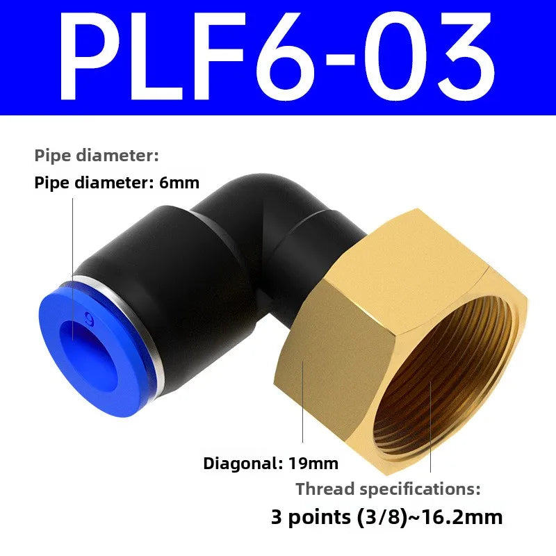 1pcs PLF Pneumatic Fittings Female Thread 1/8 1/4 3/8 1/2 Hose OD 4/6/8/10/12mm Air Elbow Connector Tube Push In Fittings Quake PLF6-03 1 Pcs