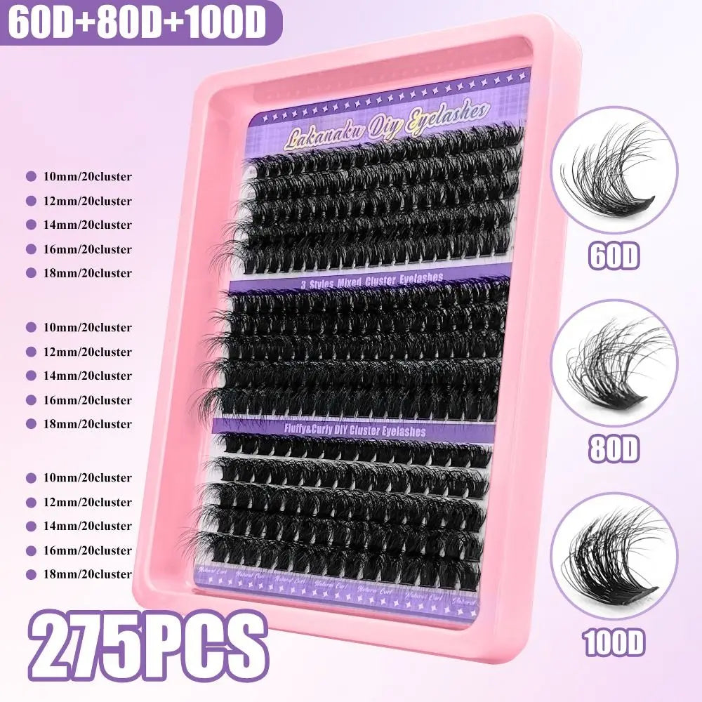 9-16mm Length False Eyelashes Natural Look Wispy Style DIY Lash Extension Kit Fluffy Clusters Volume Fans Fake Eyelash Quake