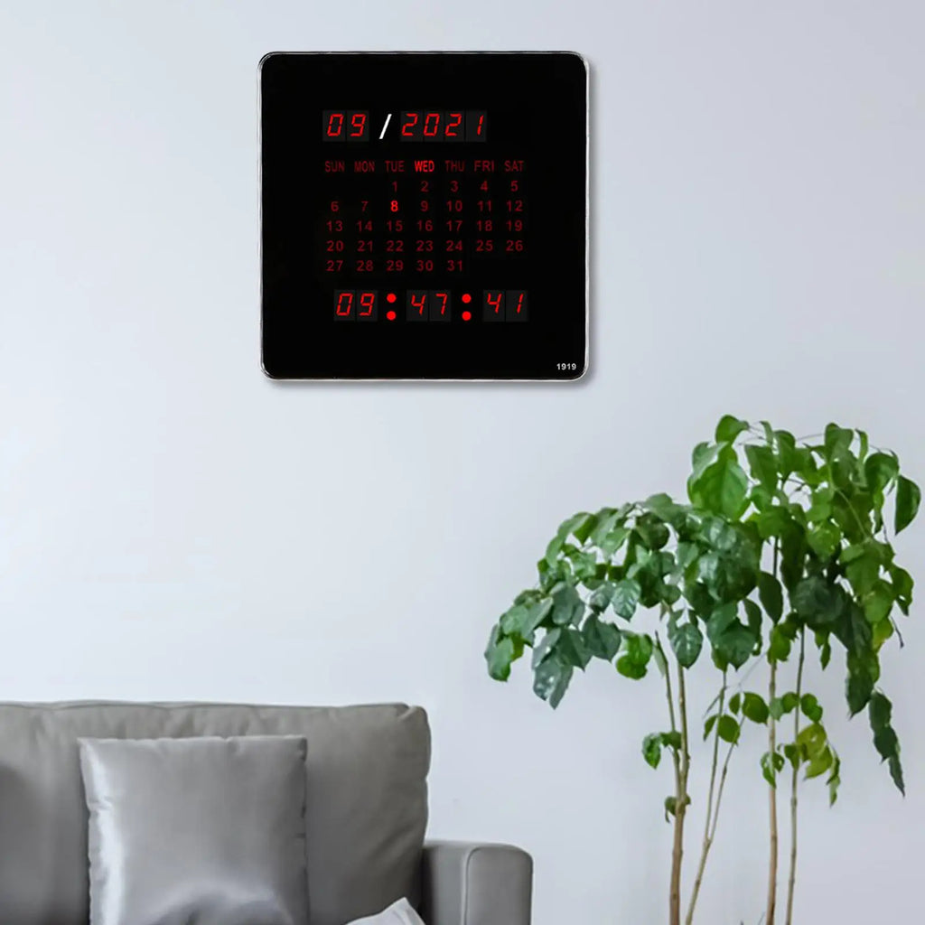 Wall Clock Digital LED Large Display Calendar Noiseless Desk Clock Timer for Home Study Restaurant Quake