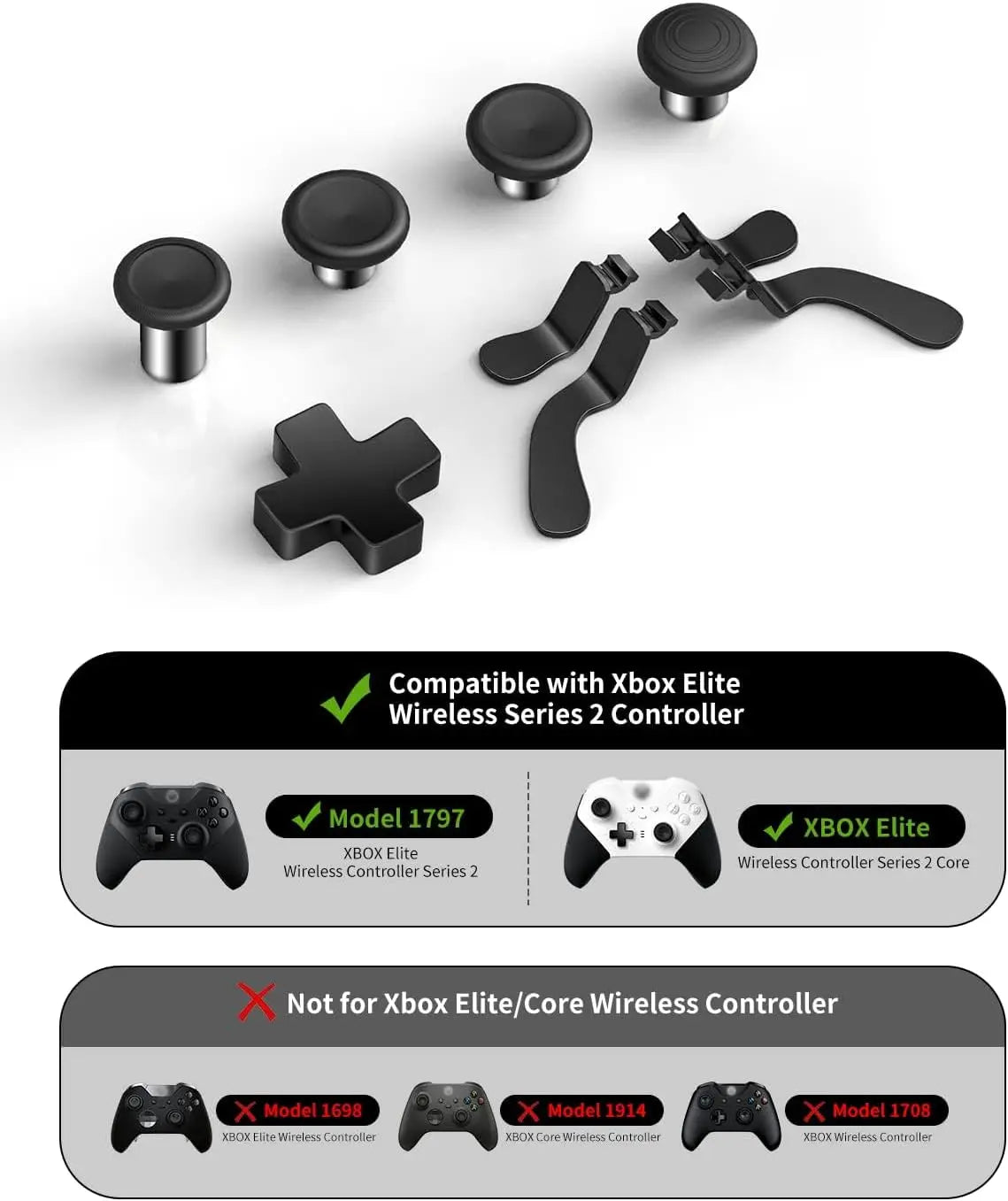 Xbox Elite Controller Series 2 Accessories, 10 in 1 Thumbsticks Replacement with 1 Xbox One Charging Station, 1 D-Pads, 4 Swap J Quake
