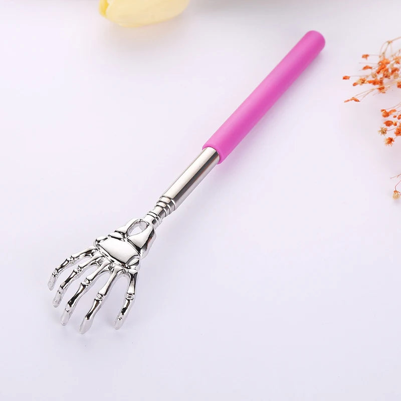Stainless Steel Back Scratcher Telescopic Claw for Back Scraper Massage Relax Old Man Happy Health Products Massage Tools Quake pink