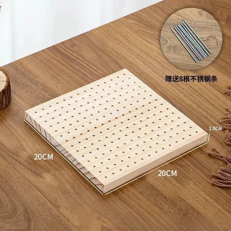 Wooden Crochet Blocking Board with Grid and Pins for Knitting Granny Squares Projects DIY Craft Gift for Beginners Adults Quake Wood square 20cm