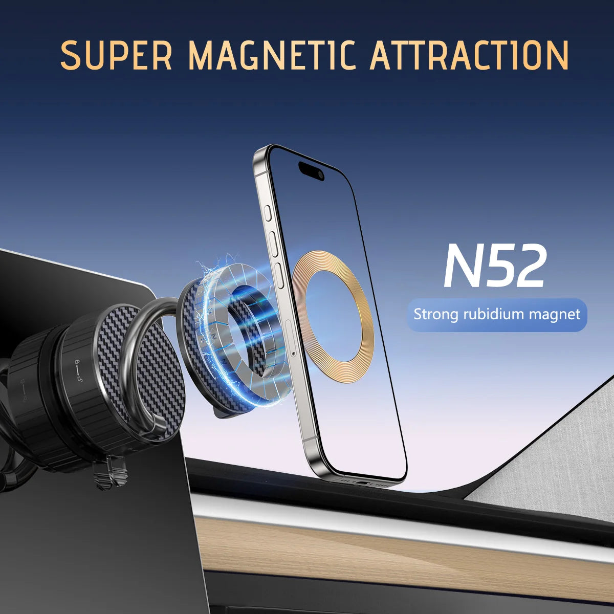 Car Magnetic Suction Cup Stand S-Shaped Foldable Adjustable Angle for Phones 360 Rotation Desk Dashboard Mount Home Travel Use Quake
