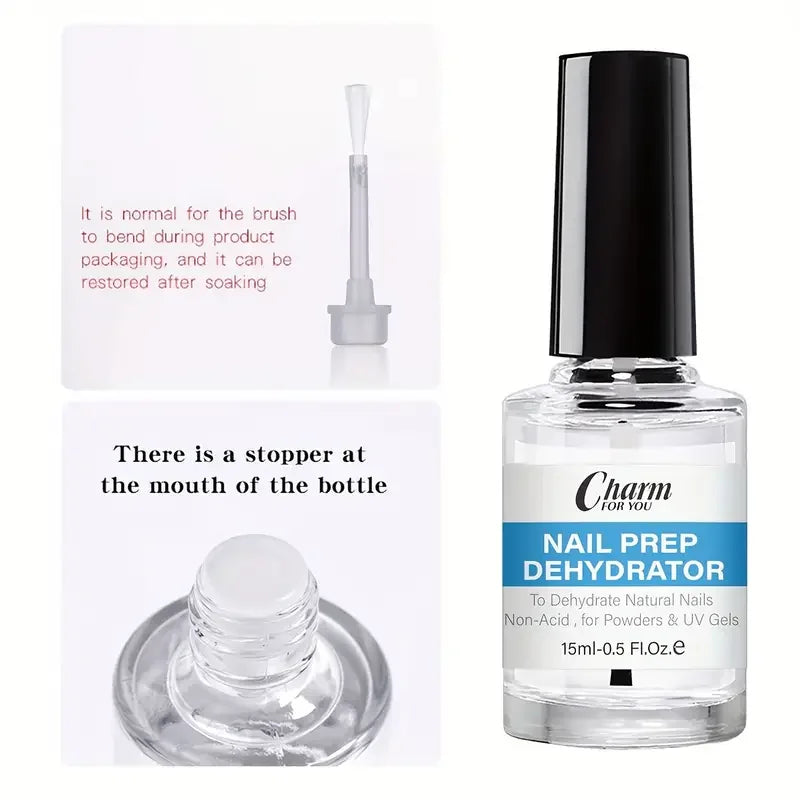 Natural Nail Prep Dehydrate And Acid-Free Primer,Dehydrator For Acrylic And Gel Nail Polish,Non Acid Primer For UV Gels Nail Art Quake