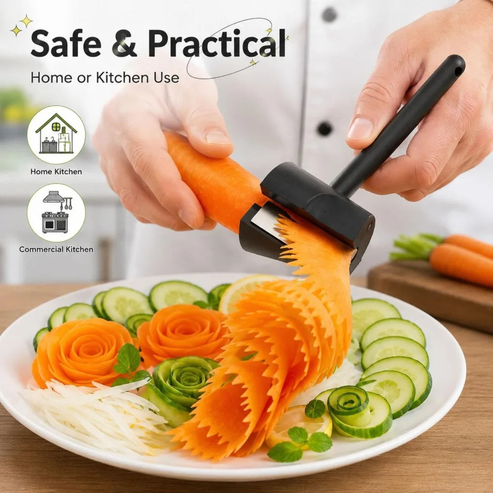 Carrot Spiral Carving Device Vegetable Fruit Carving Tools Two Carving Styles Carrot Cucumber Sharpener for Garnishing Design Quake