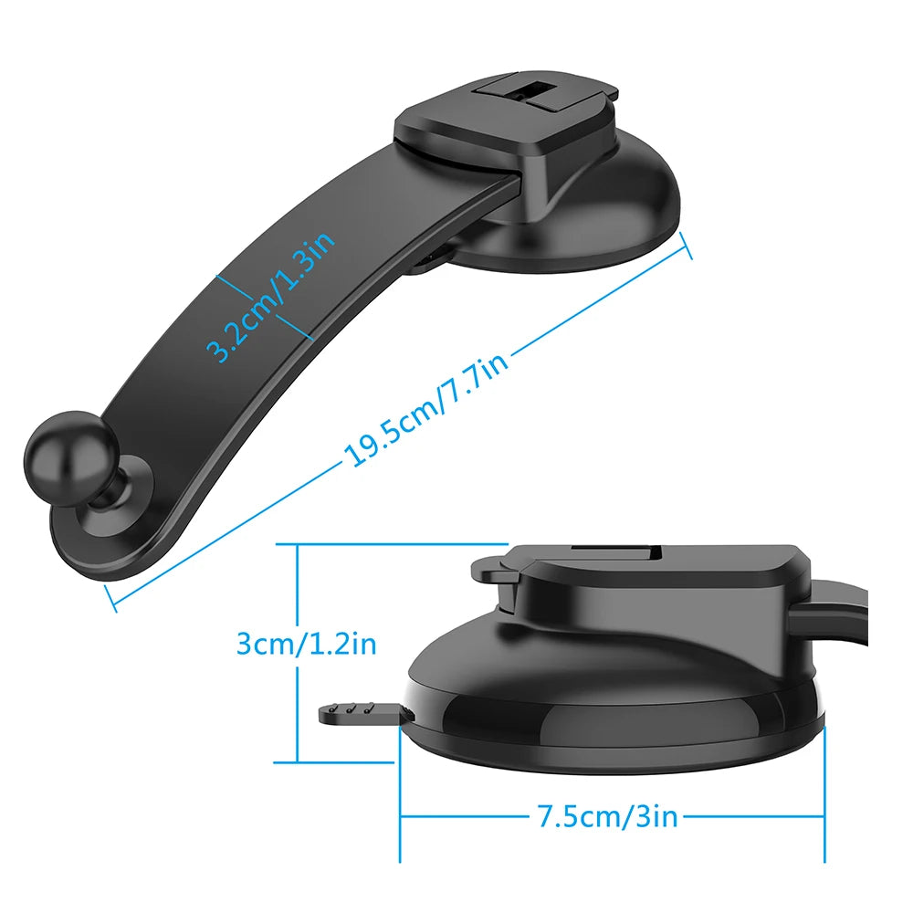 Accessories: Suction Cup Car Phone Bracket 17mm Universal Ball Telescopic Arm Foldable Quake