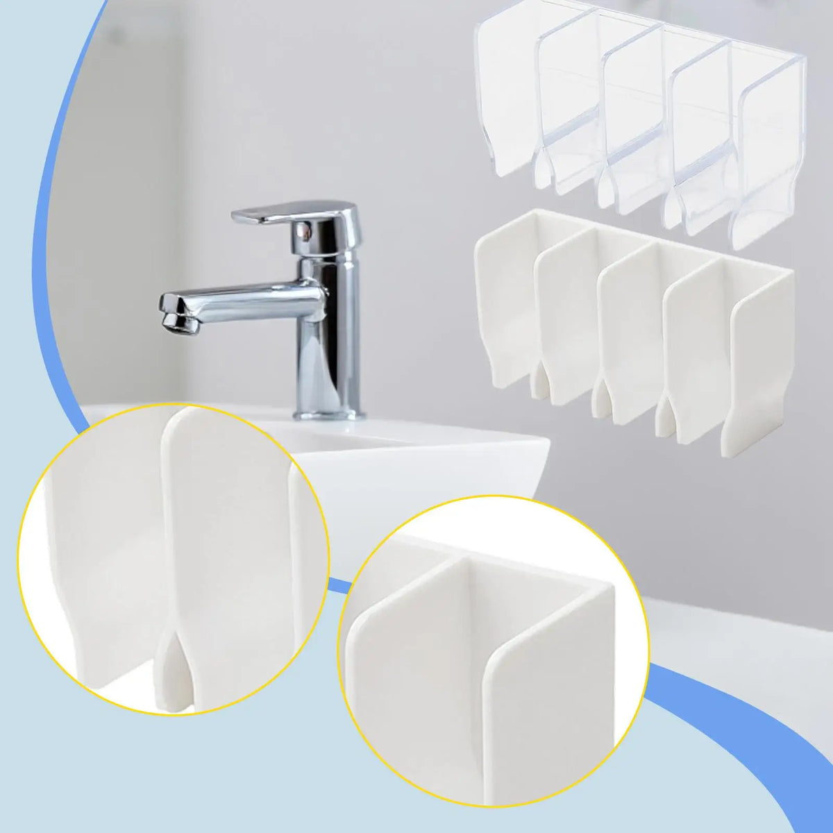 PP Wall Mounted Toothbrush Storage Clip Toothpaste Holder Durable No Drill Adhesive Organizer for Bathroom and Shower Quake