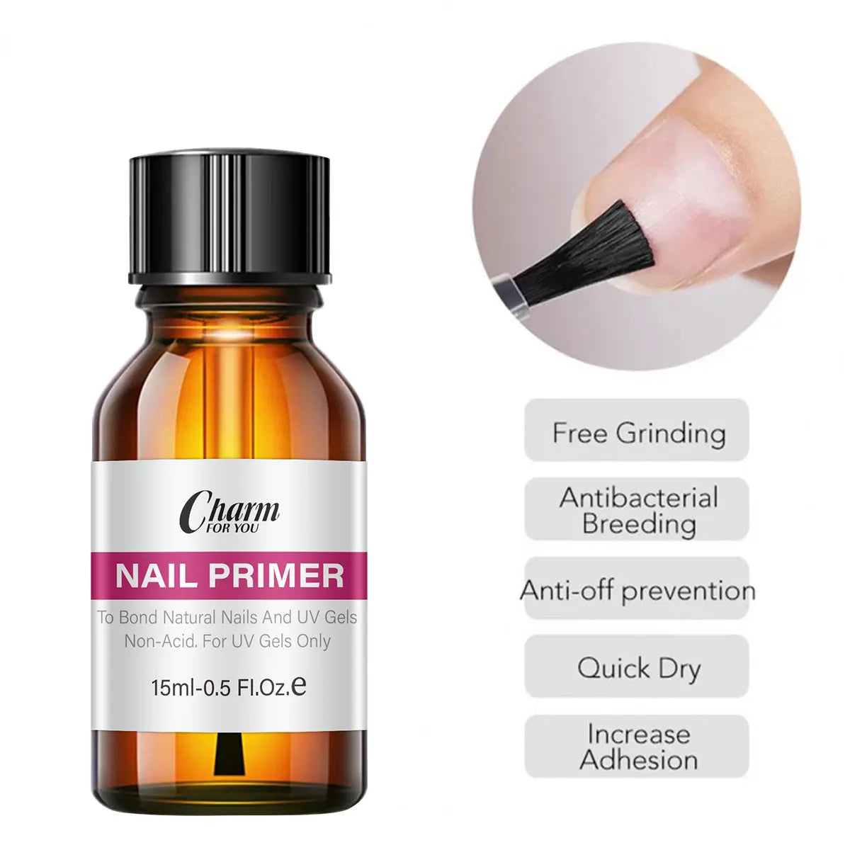 Natural Nail Prep Dehydrate And Acid-Free Primer,Dehydrator For Acrylic And Gel Nail Polish,Non Acid Primer For UV Gels Nail Art Quake