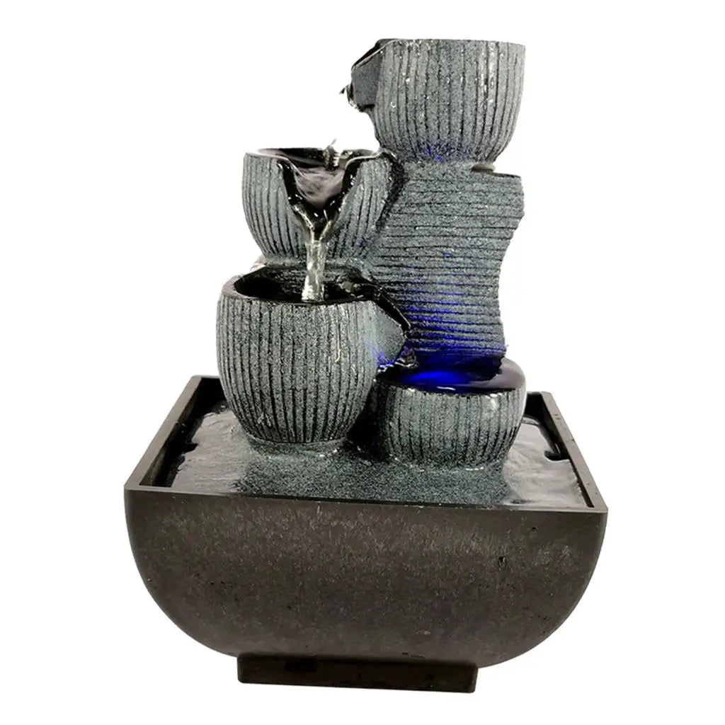 Tabletop Water Fountain Meditation w/ Lights Office Bedroom Decoration Arts Quake