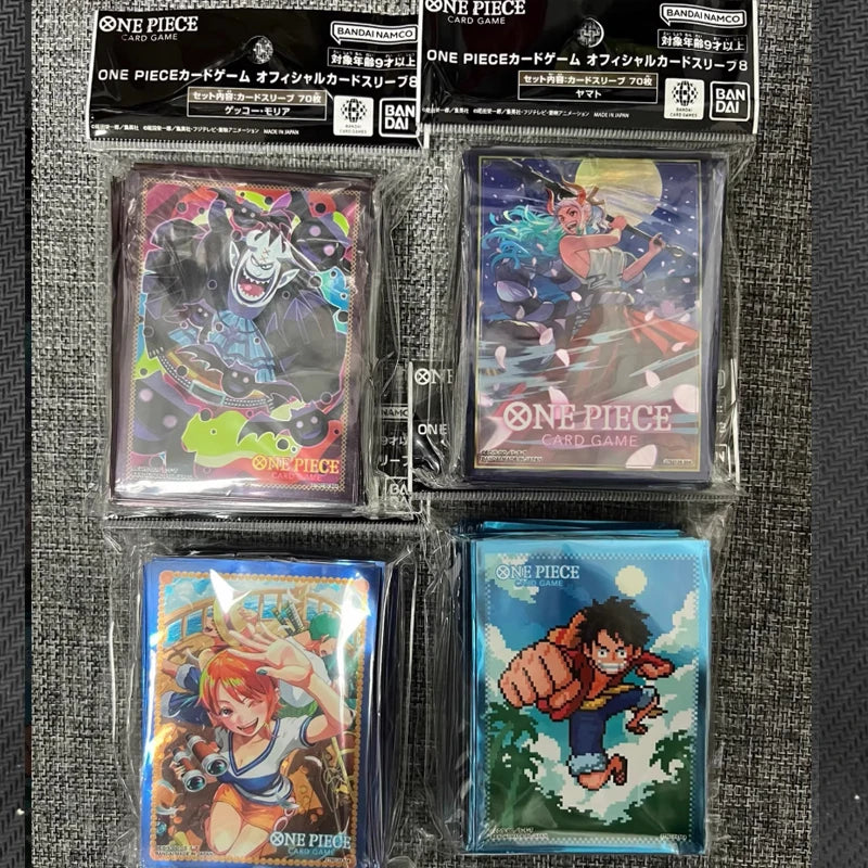 Bandai Luffy Nami Moria Yamato One Piece Sleeves 66x92mm 70pcs Set 4 Designs Card Protectors Anime Collection Gift for Players Quake