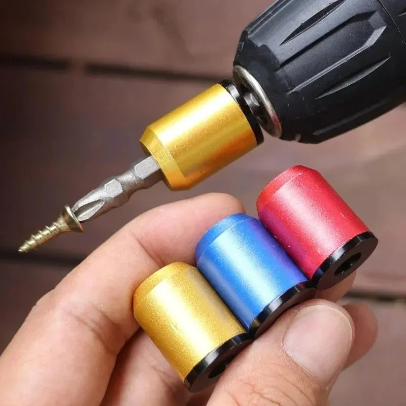 Magnetic Screw Rings Screwdriver Bits Aluminum Alloy Magnetizer 6.35mm Hex Shank Screw Bit Magnetizer Woodworker Power Tool Part Quake