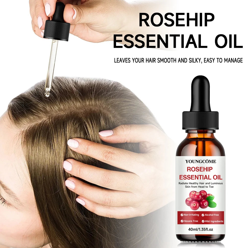 Pure Rosehip Essential Oil Fade Fine Line Lifting Firming Repair Moisturizing Whitening Nourishing Skincare Oil for Hair Face Quake