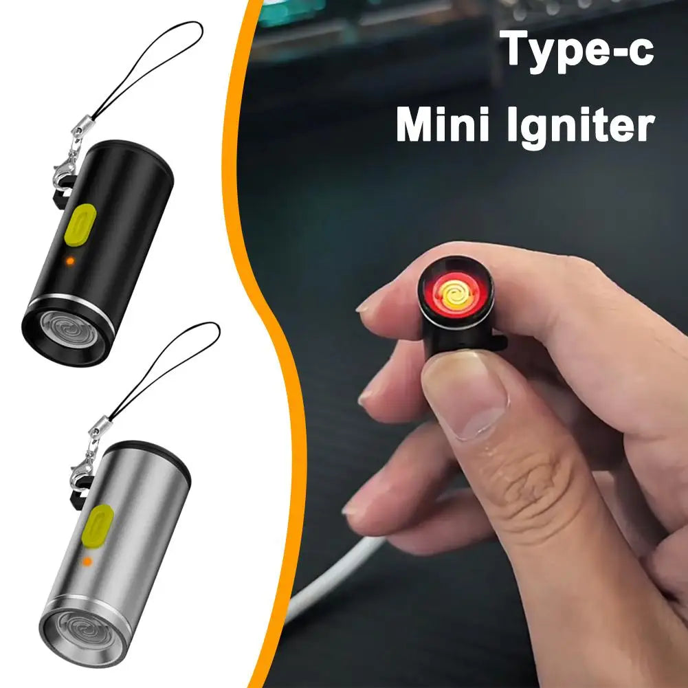 Type-C Mini Windproof Heating Wire Electronic Matchless Lighter Portable Outdoor Small Flame Starter Quake