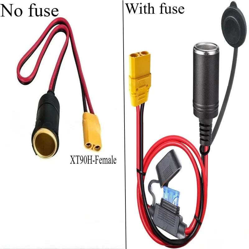 30A High Power XT90 Male/Female to Pure Copper Cigarette Lighter Female Connector Car Charger Plug 24V/360W Adapter Quake
