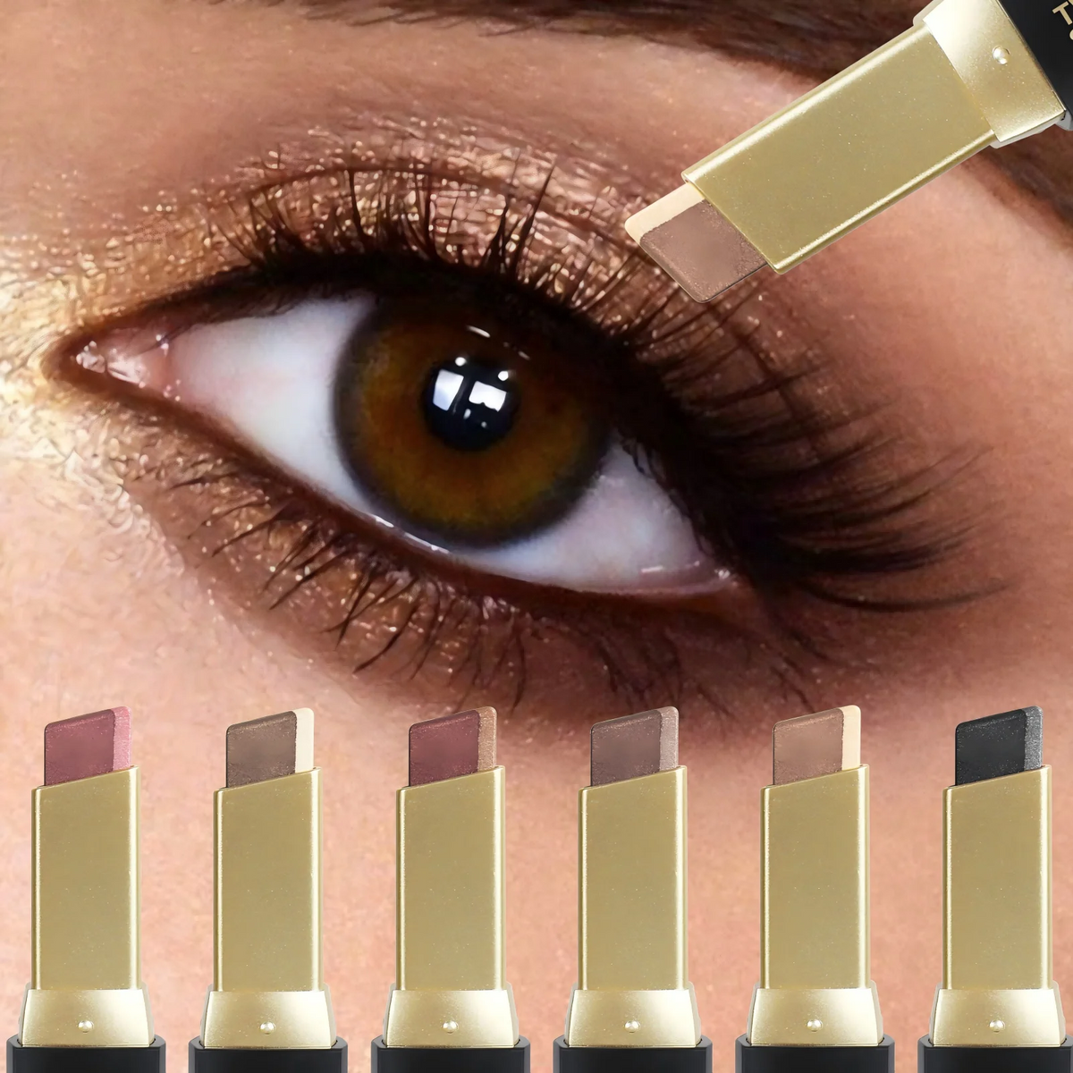 Glitter Eyeshadow Stick, Push and Pull Design; Bright and Dark Two-color Eye Shadow Design; Easy To Color; Save Makeup Time; Quake
