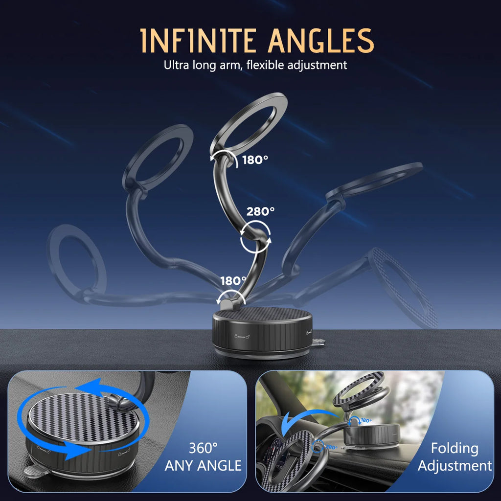 Car Magnetic Suction Cup Stand S-Shaped Foldable Adjustable Angle for Phones 360 Rotation Desk Dashboard Mount Home Travel Use Quake