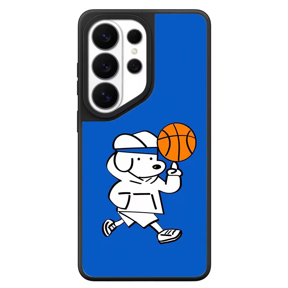Blue Background New York Dog Mirror Surface Magnetic Phone Cover for Samsung Galaxy S23 S24 S25 S26 Ultra S26+ Plus Case Quake
