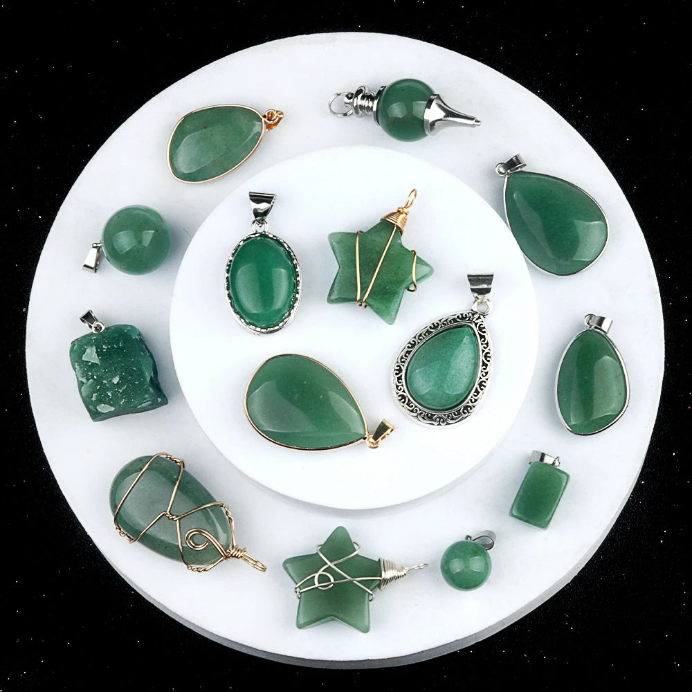 Green Aventurine Pendant Natural Stone Irregular Pendant Charms For Jewelry Making DIY Necklace Bracelet Accessory Quake