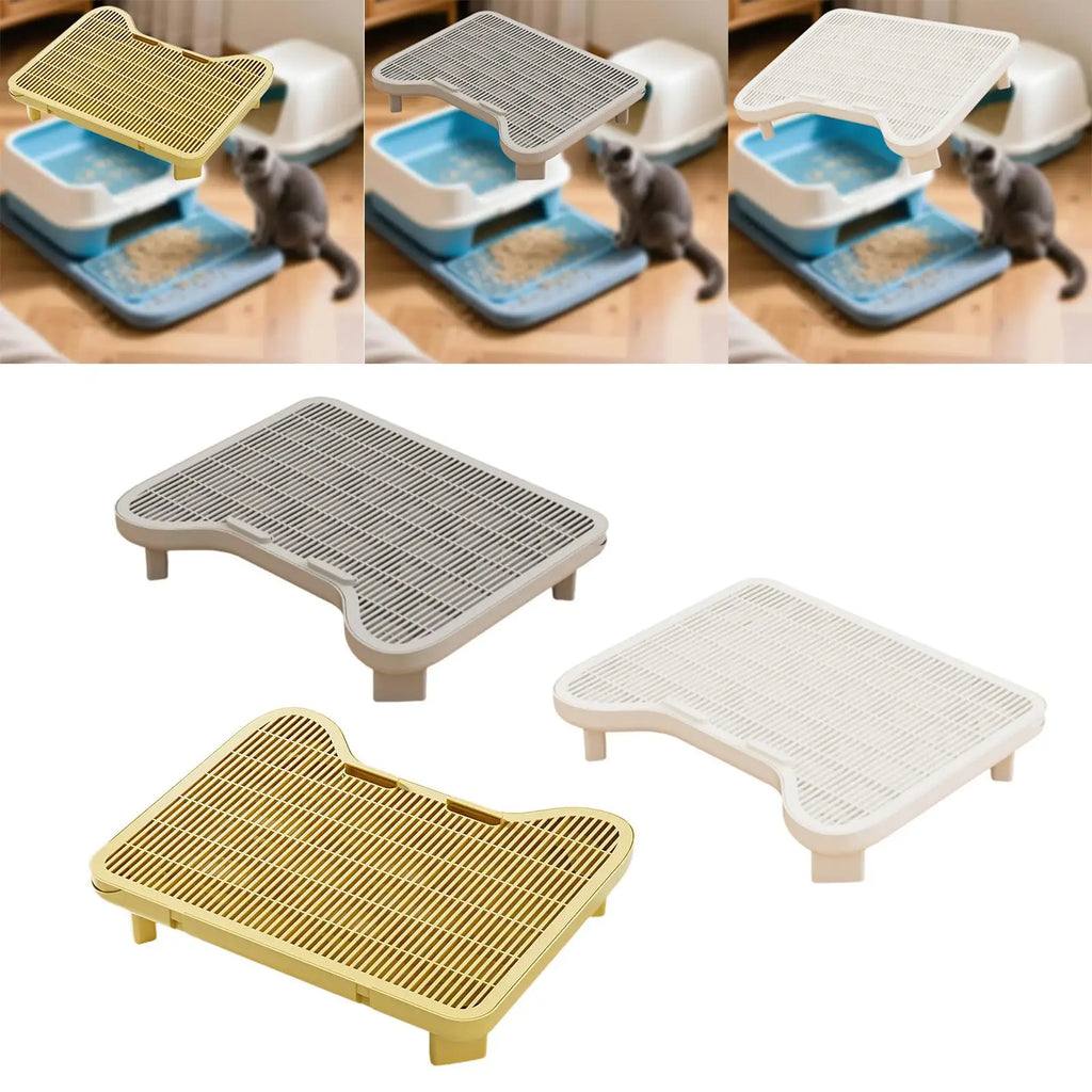 Double Layered Cats Litter Mat Step Stool Splashproof Protection for Portable Large Cage Indoor Cat Condo Quake