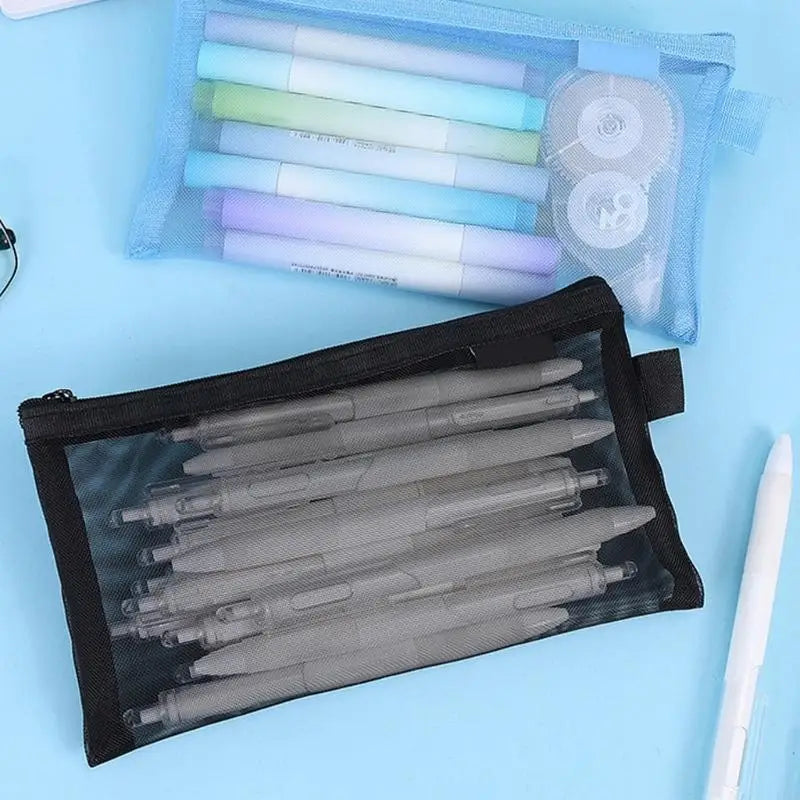 See Through Pencil Case with Top Closure, Writing Tool Storage Bag for School Review and Desk Use, About 21 x 12 K1KF Quake