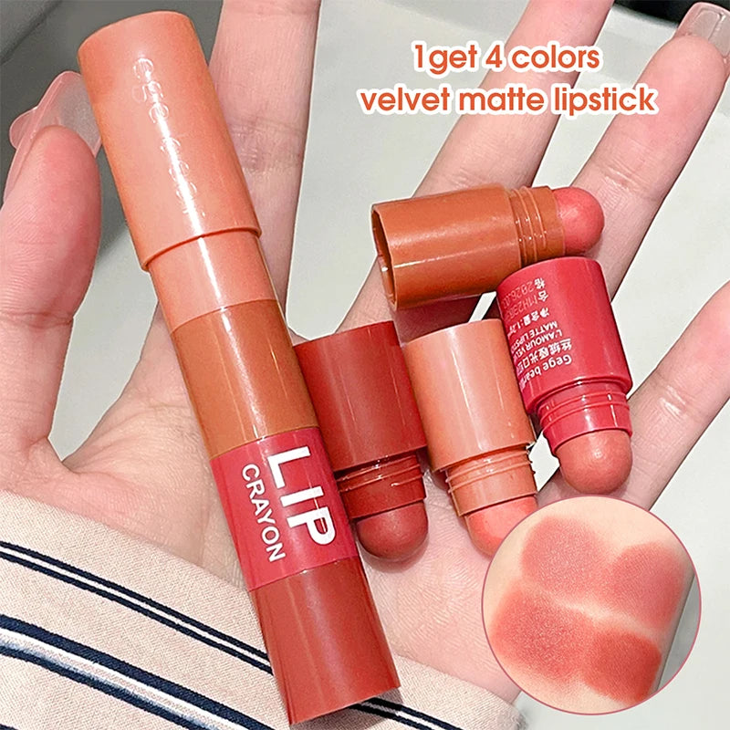 4-Color Matte Velvet Mist Lipstick,1Pc Waterproof Non-Stick Cup Long-Lasting Wear Lipstick For Women Quake