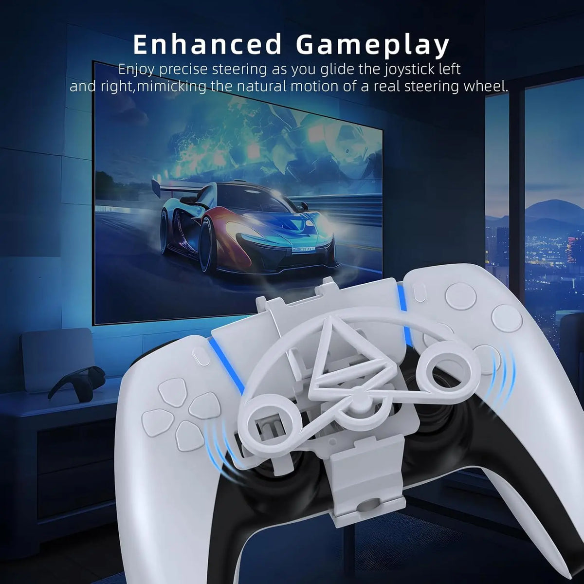 Mini Steering Wheel for PS5 Controller,Racing Game Accessory Compatible with PS5 & PS5 Slim Quake