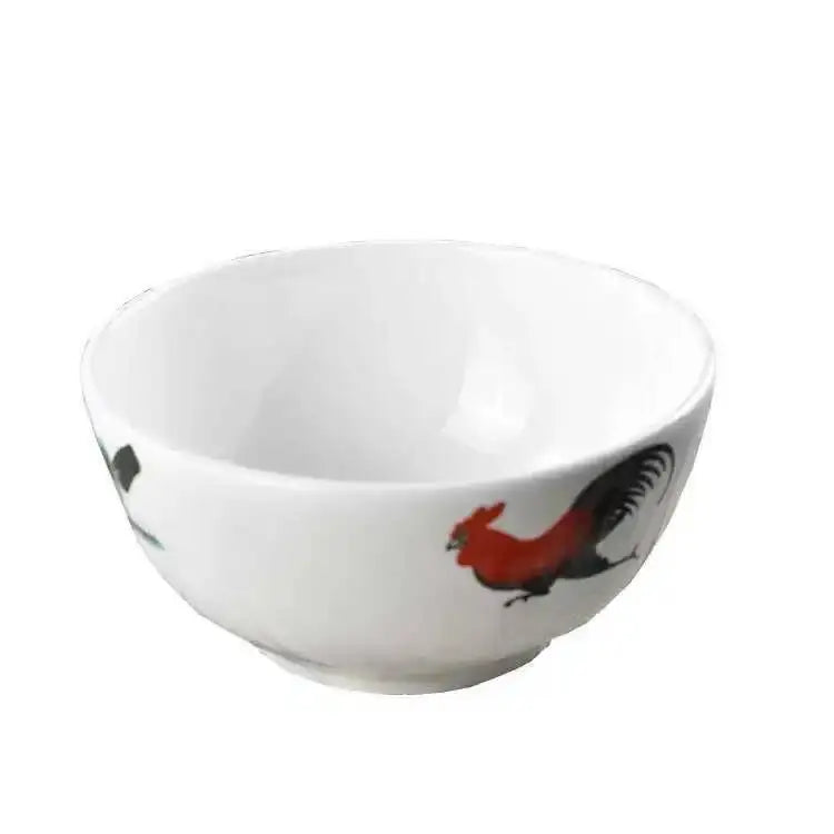 Culture Soup Bowl Chicken Noodle Bowl Nostalgia Classic Rooster Ceramic Bow Straight Mouth Rice Bowl Tableware Quake 8-inch