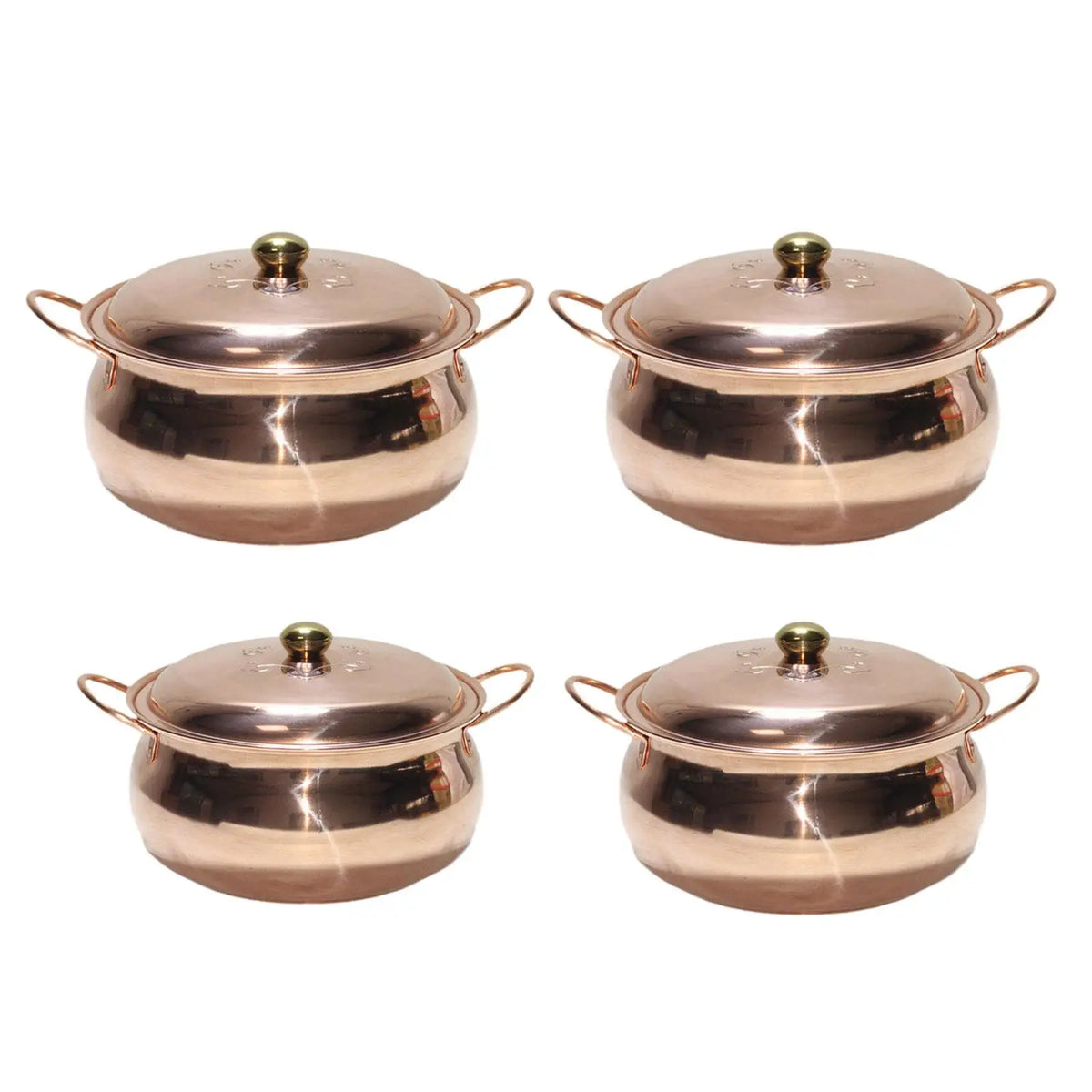Copper Soup Pot Hot Pot Pan Saucepan Quick Heating Double Handle with Lid Copper Quake