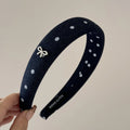 Silver Bow Lazy Polka Dot Wide Edge Sponge Headband Simple High Skull Top Headband Korean Temperament Outdoor Pressure Hair Clip Quake black