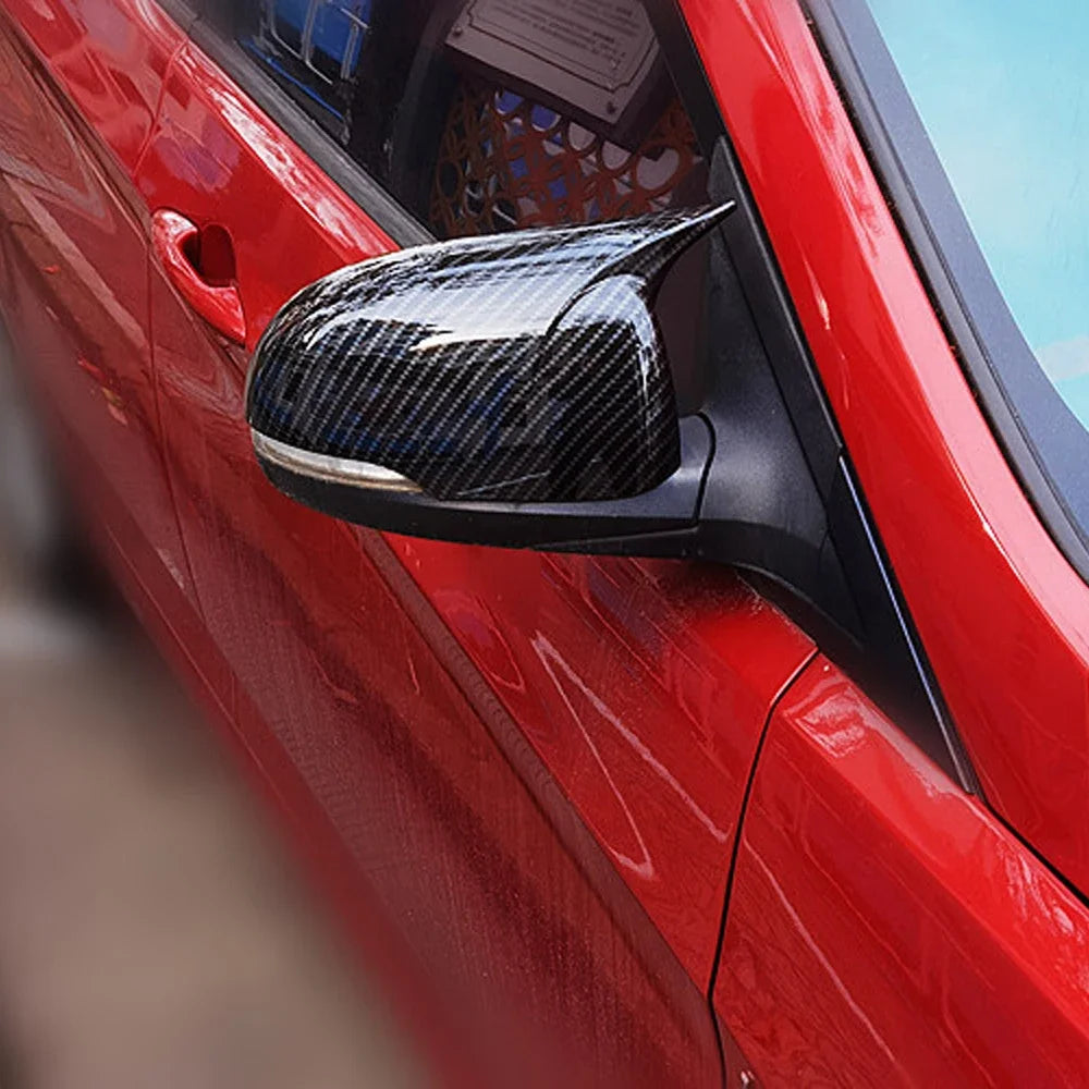 For Hyundai I20 2008-2014 Car Rearview Side Mirror Cover Wing Cap Sticker Exterior Door Rear View Case Trim Carbon Fiber Look Quake