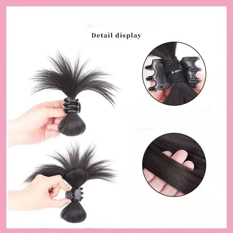 Women Simple Hair Claw Lazy Feather Ponytail Claw Korean Fashion Meatball Crab Clip Fake Hair Clamp High Ponytail Accessories Quake