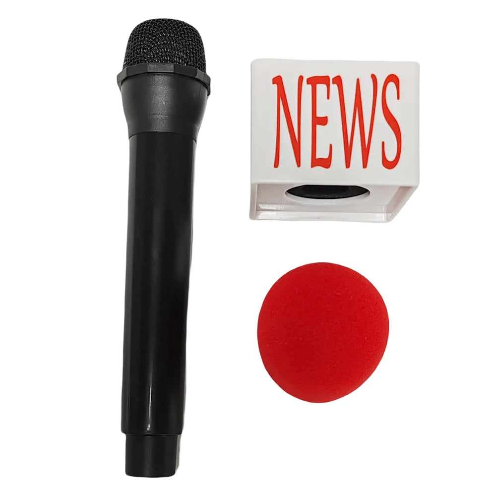 Microphone Prop Set Fake Plastic Microphone with Sponge Cover and Cube Kids Toys Party Favors Home Decoration Ornaments Quake