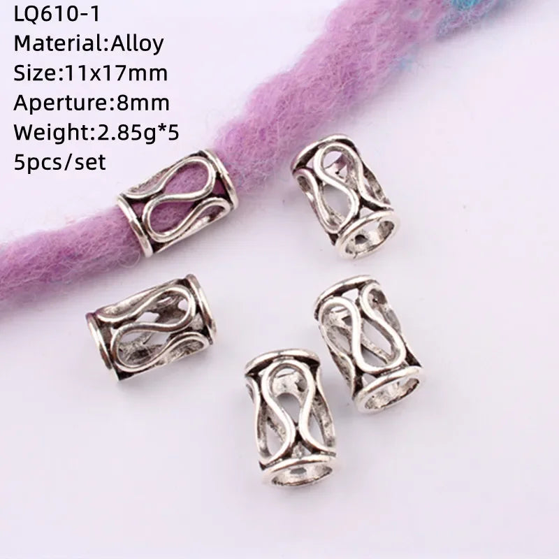 5/10Pcs Gold Charms Diy Hairs Braid Dread Dreadlock Beads Hair Ring Rope Elastic Hair Bands Ponytail Hairstyle Hair Accessories Quake 5pcs NO.21