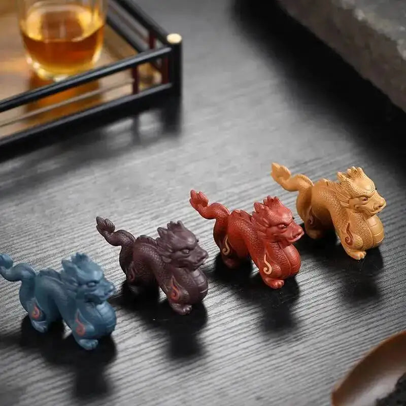 Zisha Tea Pet Dragon Zodiac Figurine Handmade Cultivable Sculpture Tea Play Tea Ceremony Accessories Чаепитие Quake